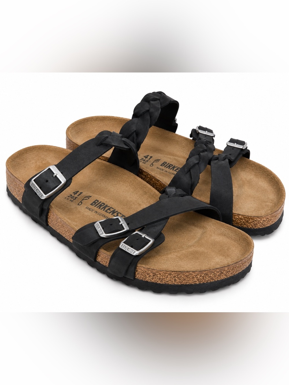Birkenstock Franca Braided Black Sandals Size 41 Narrow Like New
